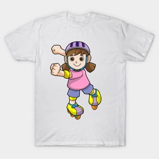 Girl as Skater with Skates & Helmet T-Shirt